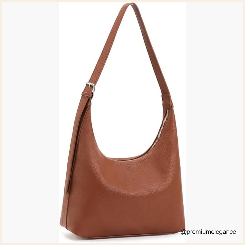 Small Crescent Hobo Tote Bag, Adjustable Strap, Faux Leather, Travel & Commute